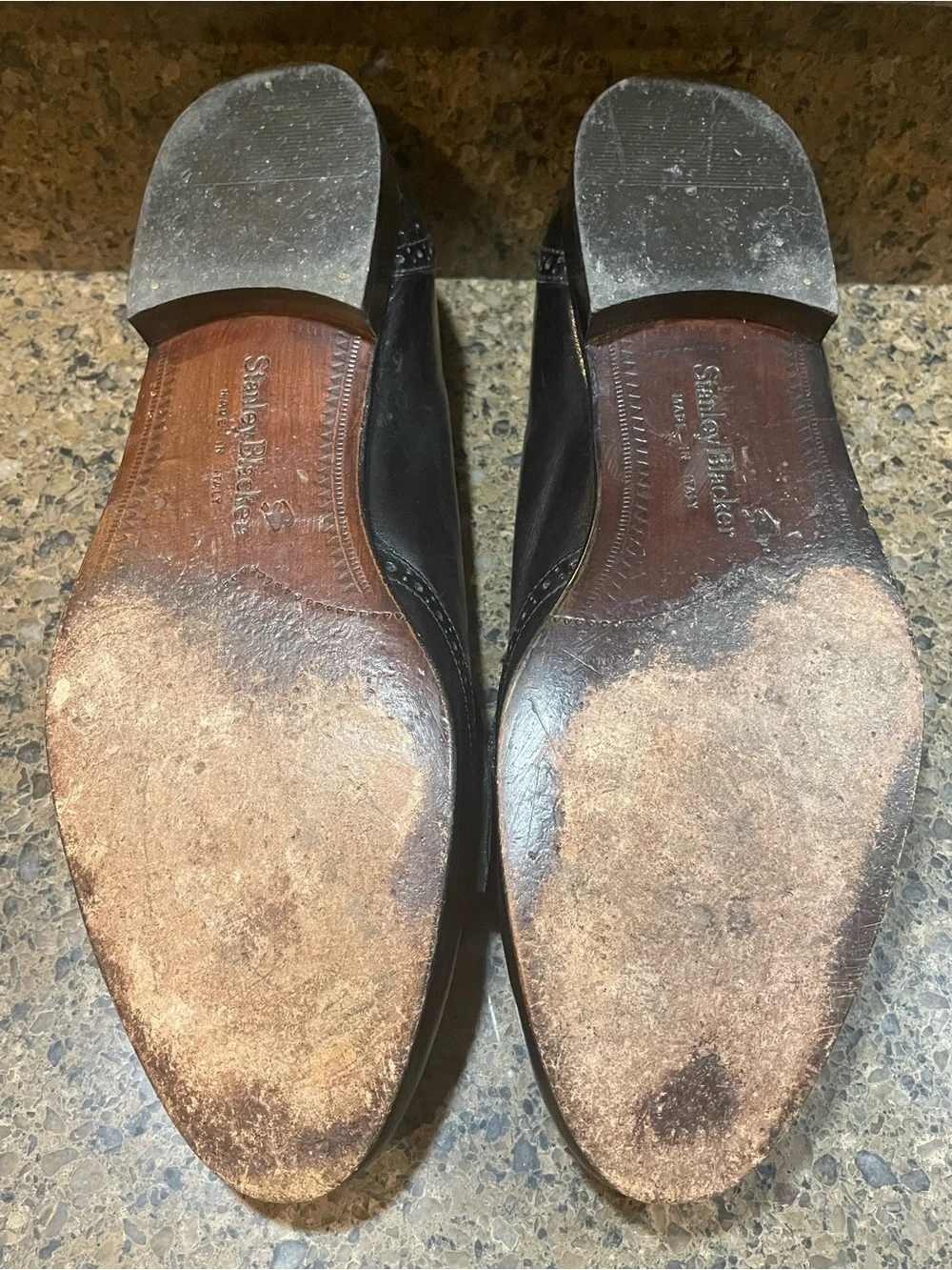Stanley Blacker Smart Casual Italian Black Leather Kiltie Tassel Loafers Sz 9.5